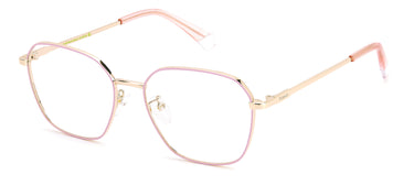 Premium Women Polaroid Eyeglasses: PLD D437/G - Gold & Pink(2) - SpecSMART Eye Clinic (Diagonal View)